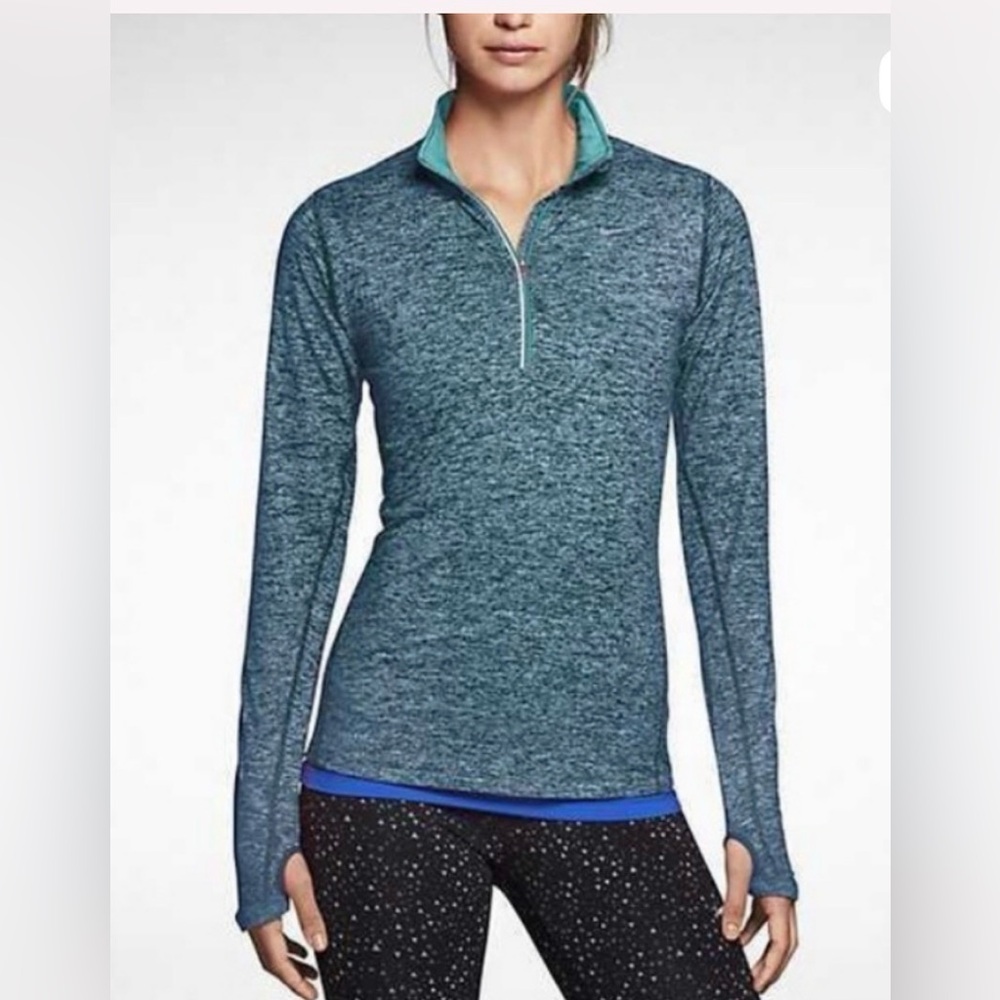 Nike Women's Dri-Fit Element Half Zip Long Sleeve Pullover in Heathered Blue